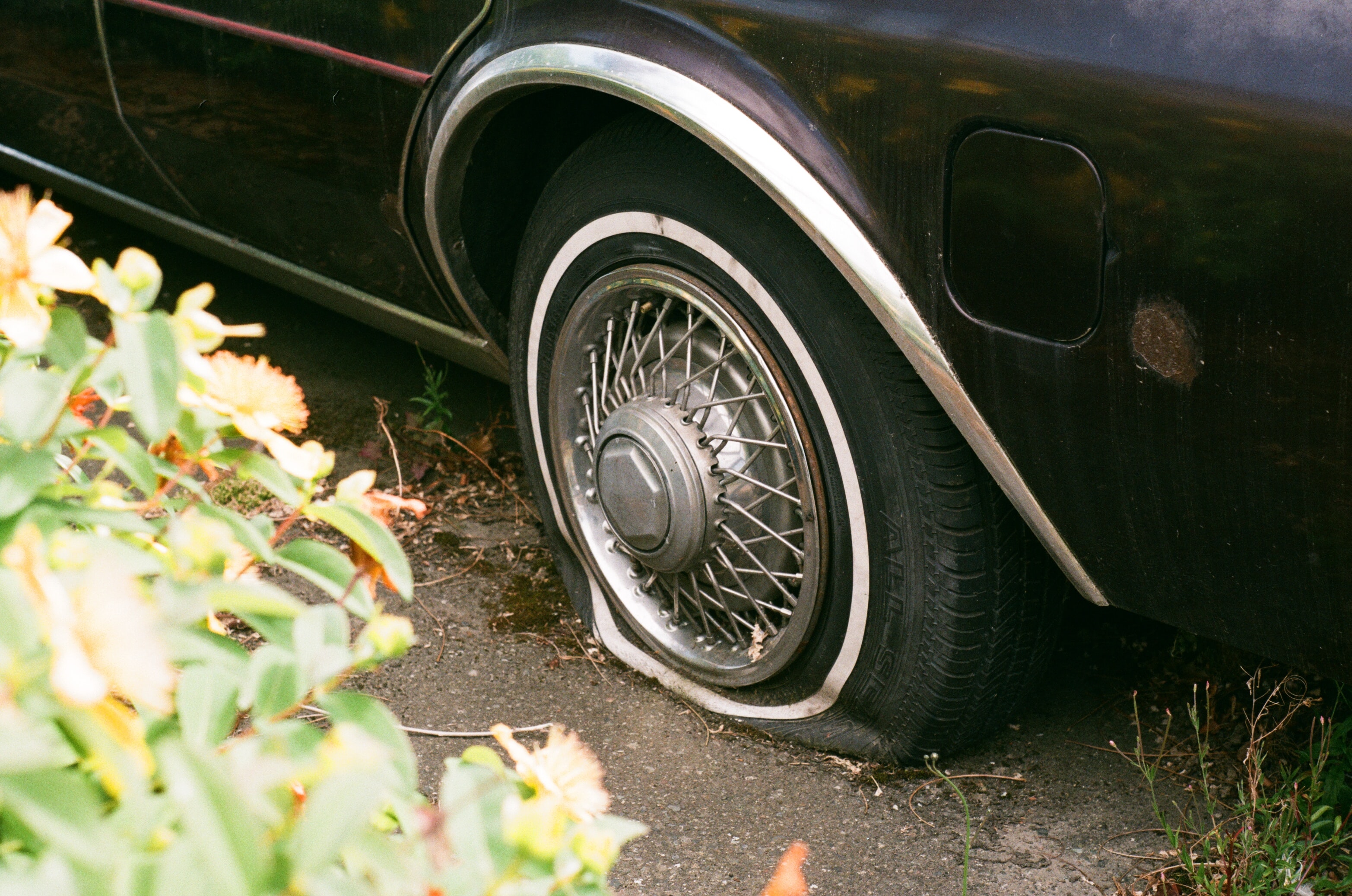 Flat tire on car